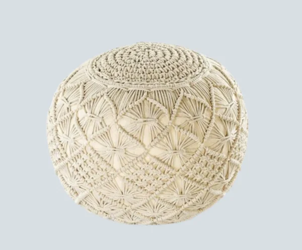 Ivory Dreams Macrame Floor Pouffe - Image 4