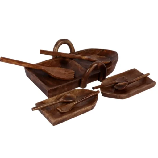 nibble nest mango wood platter set 1