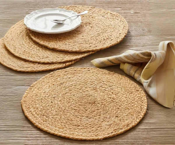 Round Jute Placemats - Natural Braided - Image 2