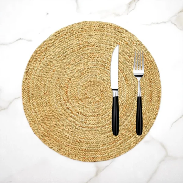 Round Jute Placemats - Natural Braided - Image 3