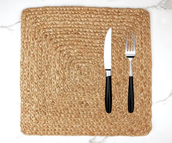 Square Jute Placemats - Natural Braided - Image 3