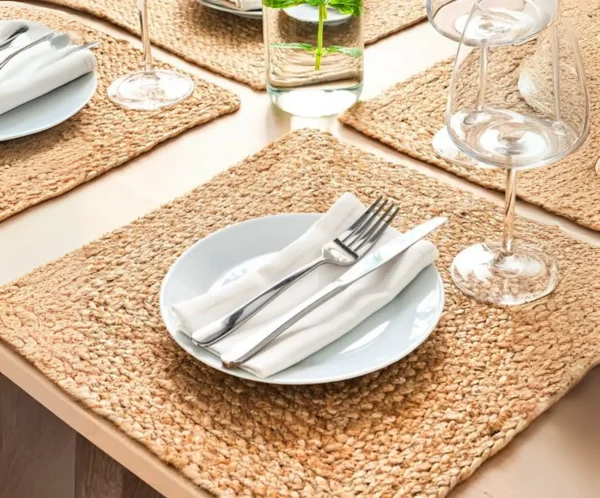 Square Jute Placemats - Natural Braided - Image 2