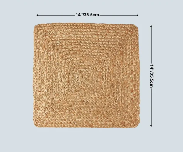 Square Jute Placemats - Natural Braided - Image 4