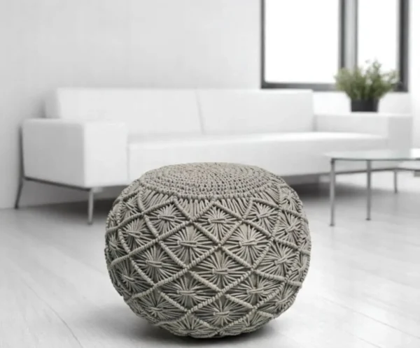 Starburst Macrame Floor Pouffe - Image 2