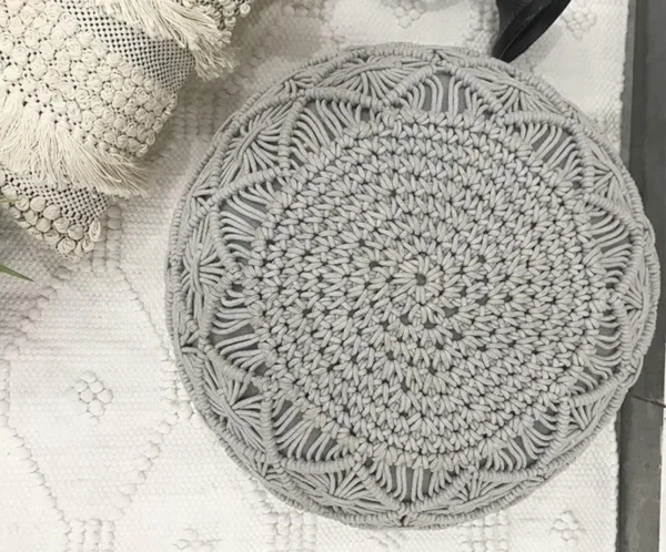 Starburst Macrame Floor Pouffe - Image 3
