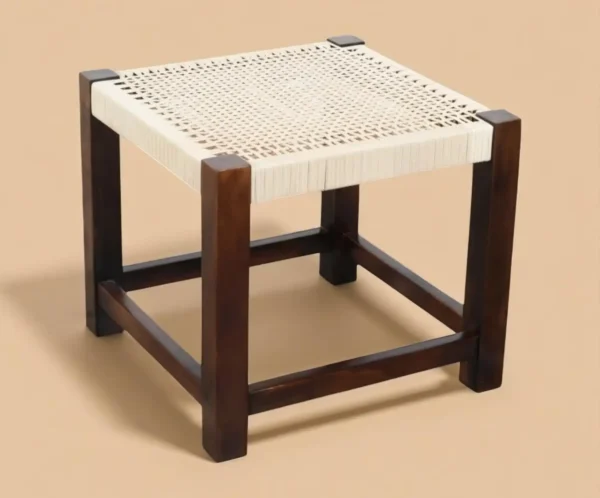 Weft Woven Wooden Stool - Image 4