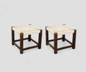 Weft Woven Wooden Stool