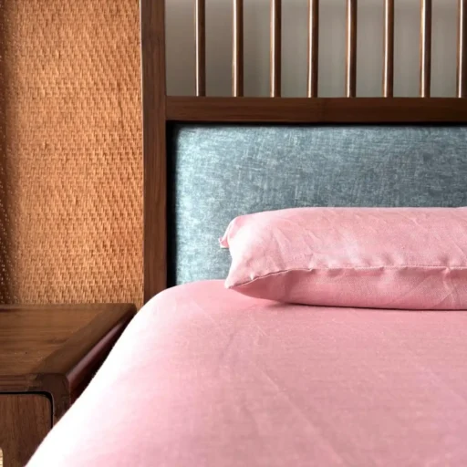 King Size Pastel Pink Hemp Bedsheet Set Bhinasaar 2