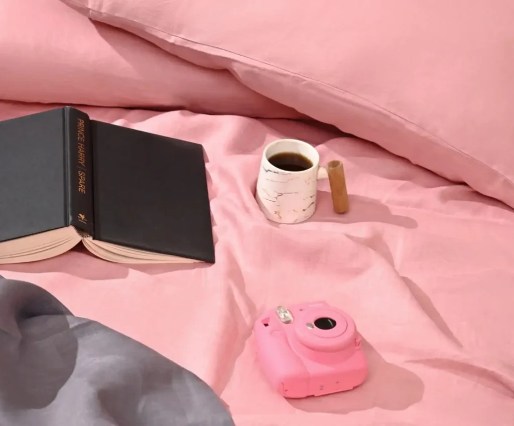 King Size Pastel Pink Hemp Bedsheet Set Bhinasaar 3