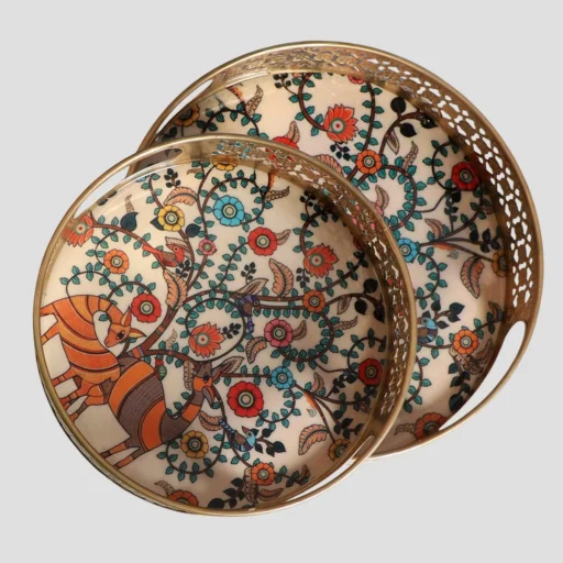 peacock pichwai tray 1