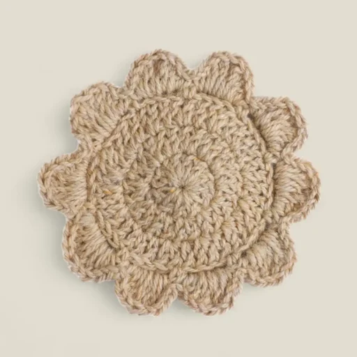 wool crocheted coaster beige 1