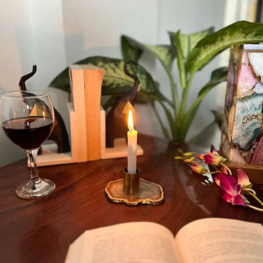 Agate Candle Holder Brown (2)