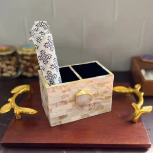 Mother of Pearl with Agate Cutlery Holder White (1)