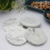 White Marble Plain Round Coaster Set of 4 (4)